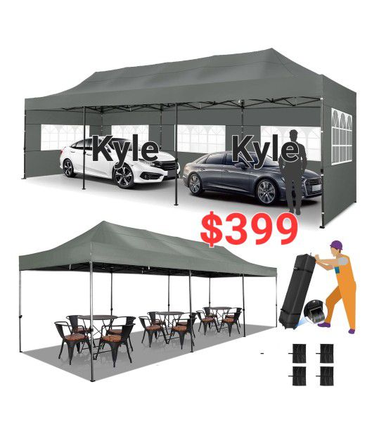 10'x30' Easy Pop Up Gazebo Party Tent Canopy w/  Removable Sidewalls Wedding Party Tent  Canopy With sidewalls-Carpa