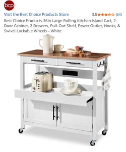 Large Rolling Kitchen Island Cart