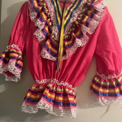 Pink Mexican Florklorico Dress