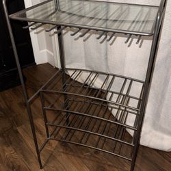 Winsome Wood 20-Bottle METAL Wine Rack, Glass Top, Stemware Holder