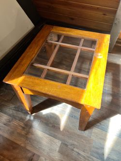 Pair of Wood & Glass End Tables