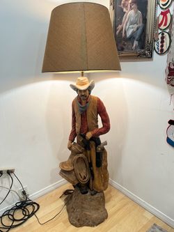 Apsit Bros Chalkware Cowboy Floor Lamp 1979