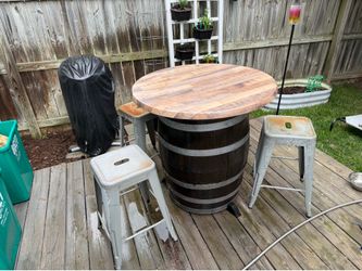 Custom made barrel patio table