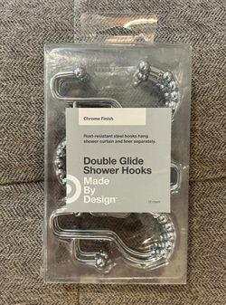 NEW Made By Design Double Glide Shower Hooks — Chrome — 12-Pack