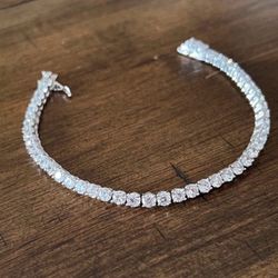 White Gold Plated 8” Tennis Bracelet CZ Stones