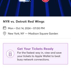 NY Rangers Vs. Detroit Red Wings Tickets