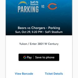 Chargers Vs Bears Tailgate Parking Pass Pink Zone $17t