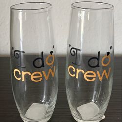 Set of 12 - I Do Crew 💍 Stemless Champagne Flutes