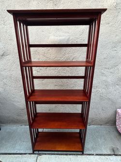 Mission Style Bookcase Shelving Unit with 4 Shelves - Cherry Finish