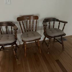 Wood Dining Chairs With Cushions (3)