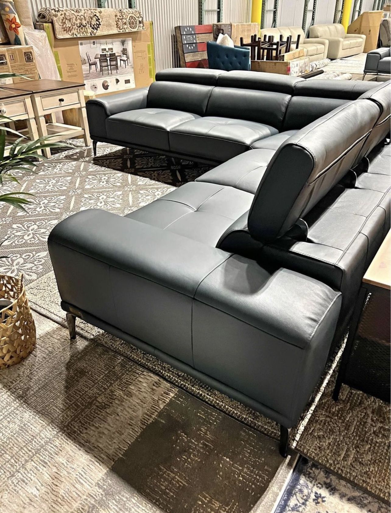 FREE DELIVERY BRAND NEW Quinton Top Grain Leather Sectional with