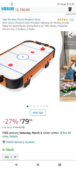 Best Choice Products 40in Portable Tabletop Air Hockey Arcade Table for  Game Room, Living Room w/ 100V Motor, Powerful Electric Fan, 2 Strikers, 2