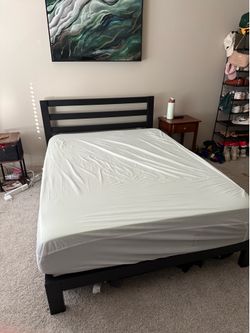 Full sized Matress + Bed Frame + Matress pad + protector