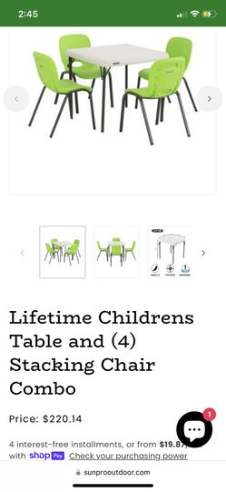 Lifetime Childrens Table and (4) Stacking Chair Combo