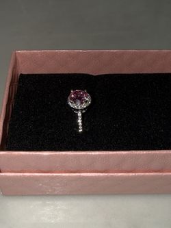 Pink Moissanite Engagement Ring