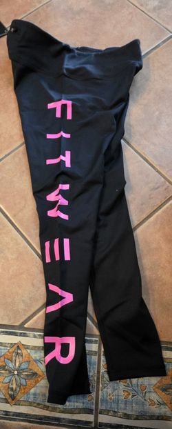 Fitwear Leggings - Black Hot Pink Fitwear Logo - M+ US 8 - New With Tags