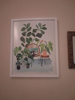Cat sleeping with plants artwork painting
