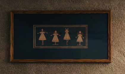 Ballerina Angels Photo Matted and Framed under Glass by Warren Kimble. 23 inches wide by 12 inches tall.