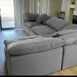 Gray Cloud Modular Sectional Couch Sofa 