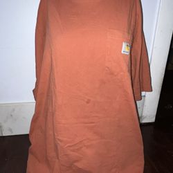 Carhartt Men s Iconic K87 Loose Fit Heavyweight Pocket Shirt Short Sleeve Orangeish  Brown