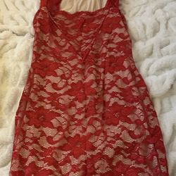 Sexy Red/Nude Lace Dress