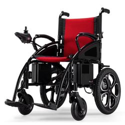 Morrean Electric Wheelchair Foldable Mobility Scooter Wheelchair for Adults Seniors,25 Miles Range,All Terrain,Red
