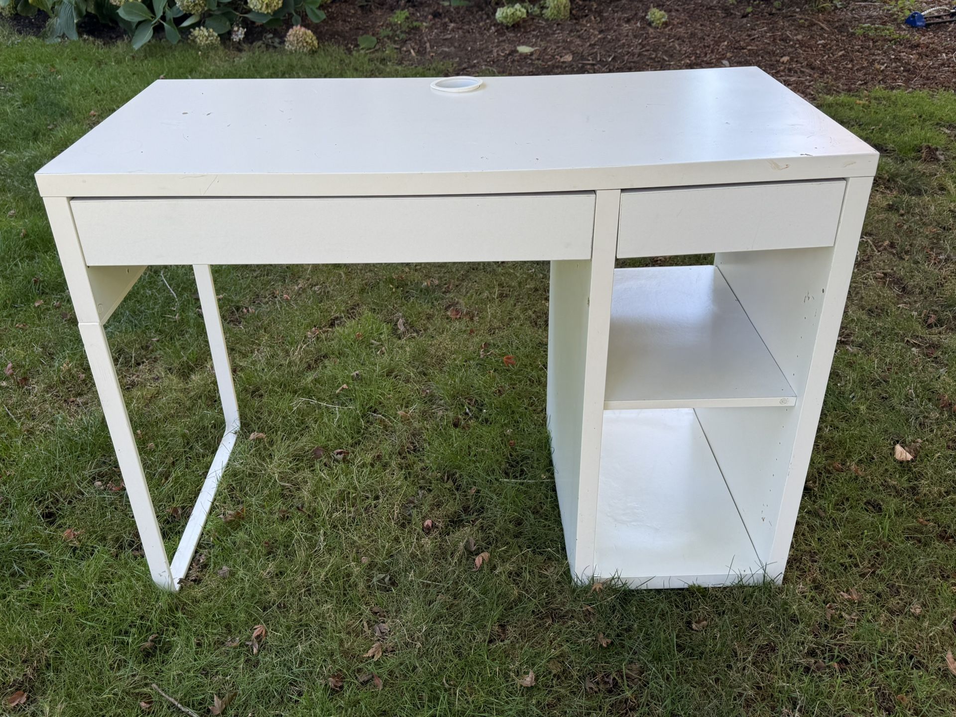 White IKEA Two Drawer Desk