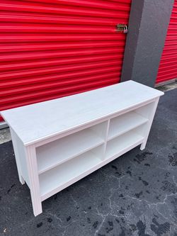 IKEA solid white stain wood TV stand for big TV