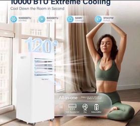 Portable Air Conditioners 8000 BTU,Quiet Portable AC Units for Rooms 3-IN-1 Cools Up to 500 Sq.Ft with Dehumidifier,Fan,Remote Control,24H Timer,Sleep