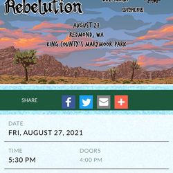 Rebelution Tickets - 8/27/21 - VIP