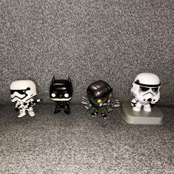 Funko Pop! vinyl figures featuring characters from Star Wars and DC Comics