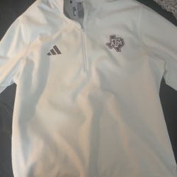 adidas Texas A&M Aggies Quarter-Zip White Jacket Men's NCAA Fan Apparel Size L