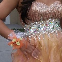 NEW BEAUTIFUL ROSE GOLD PROM DRESSS