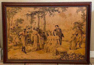 Framed MCM French Style Woven Tapestry
