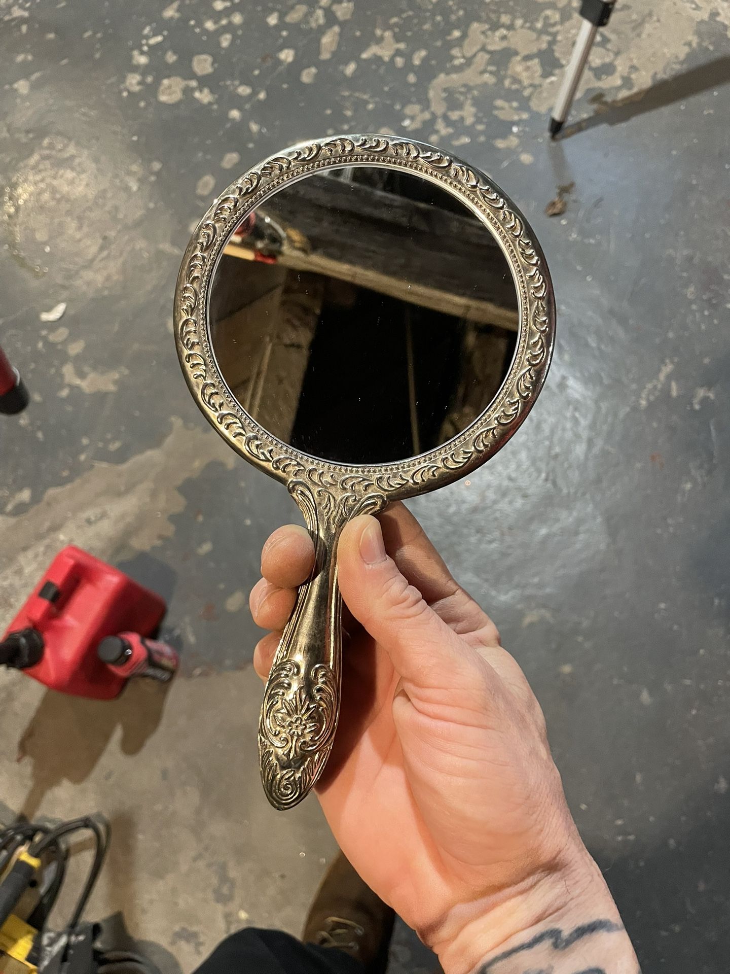 Antique Silver Handheld Mirror