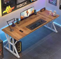 55" /63”Large Computer Desk with Thickened Frame ,Modern Simple Executive Desk, Larger Gaming Desk,Brown
