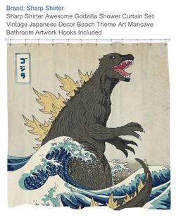 Brand new Godzilla shower curtain