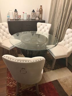Glass pedestal Dinning table set