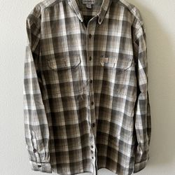 Carhartt Mens Heavyweight Brown Plaid Flannel Button Down Work Shirt SizeXL