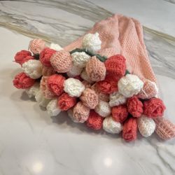 2-in-1 Hand-Crocheted Rose Bouquet Blanket -A Surprise Gift That Blooms into Comfort
