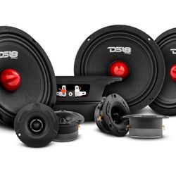 DS18 Bundle Car Speakers 4X PRO-GM6B 6.5" Midrange Speakers and 4X PRO-TWX1/BK Aluminum Super Tweeters - PRO Car Audio Component Package