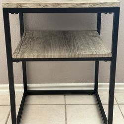 2 Tier Wooden End Table with Metal Frame