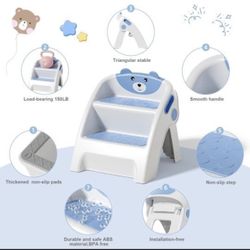 Folding Kids Step Stool for Bathroom and Potty Training,2.9lbs,Anti-Slip, Anti-Tip A-Frame Design with 10-Second Setup-Potty 2 Step Stool for Toddlers