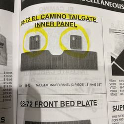 1(contact info removed) El Camino Tailgate Inner Panels X2 Small Panels Only