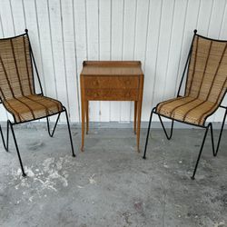 Mid century modern designer rattan and iron pipsan saarinan swansen Vintage chairs $300