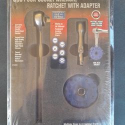 3-piece Puck Socket Wrench Rachet w/Adapter By Thorsen (New Sealed).