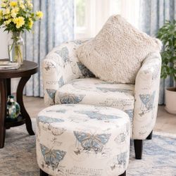 Butterfly Accent Chair with Ottoman – Cozy Reading Corner Piece