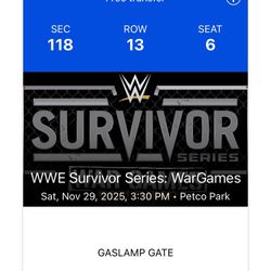 Wwe Survivor Series War Games 1 Ticket Amazing Seat Petco Park