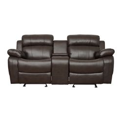 Double Glider Reclining Love Seat with Center Console
