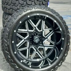 22" 22x12  Chevy Silverado GMC Sierra Replica Wheels & Tires OFF-ROAD Tahoe Suburban Escalade Yukon Ram Tundra Titan Rims Rines Llantas.. Setof4 